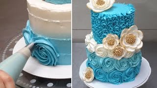 Rose Swirl Cake -Piping Buttercream Roses by CakesStepbyStep