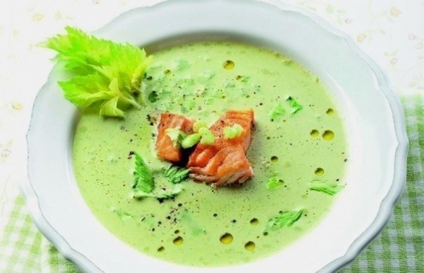 Суп из зеленого горошка с лососем - «Первое блюдо»