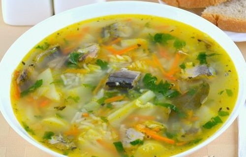 Рисовый суп с консервированной сайрой - «Первое блюдо»