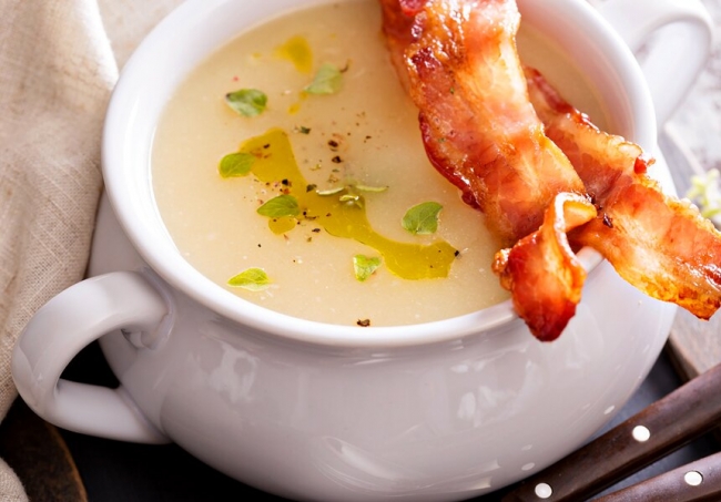 Крем-суп из грибов с беконом - «Первое блюдо»