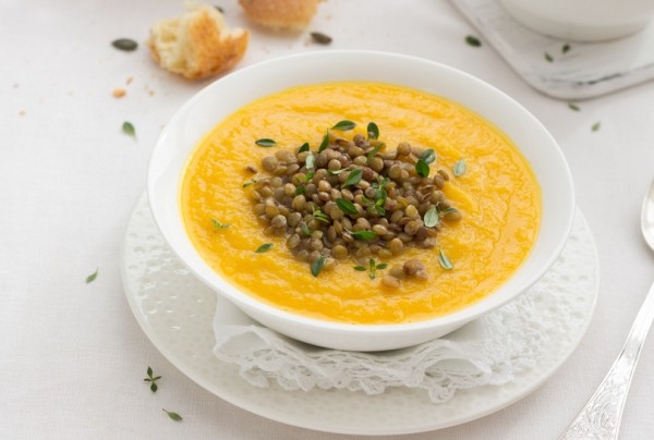 Cуп-пюре с желтой чечевицей и тыквой - «Первое блюдо»