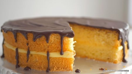 Бостонский кремовый торт/пирог/Boston cream pie - бисквитный торт с заварным кремом  - «Видео советы»