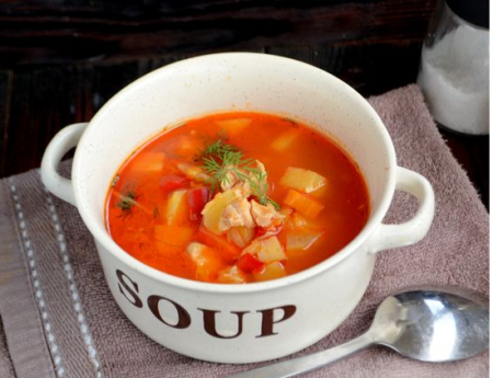Томатный суп из индейки с картофелем и болгарским перцем - «Первое блюдо»