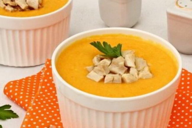 Морковный суп с курицей и плавленым сыром - «Первое блюдо»