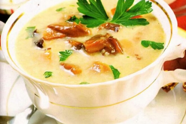Картофельно-грибной суп-пюре с гренками - «Первое блюдо»