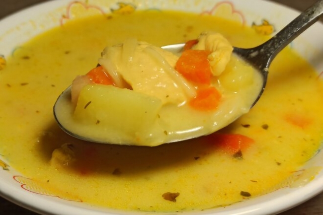 Сливочный суп с курицей и лапшой - «Первое блюдо»