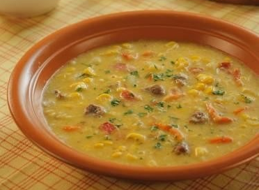 Суп с кукурузой и беконом на говяжем бульоне - «Первое блюдо»